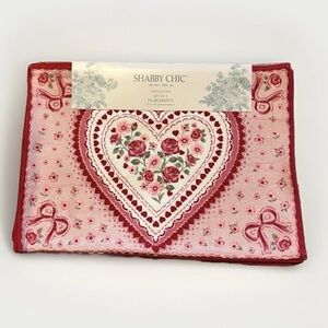Shabby Chic Floral Heart Placemats - Red and Pink